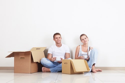 Business move logistics showing a staged office relocation process