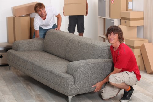 Commercial furniture and IT equipment being prepared for relocation