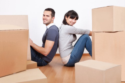 Office furniture and equipment prepared for a commercial move